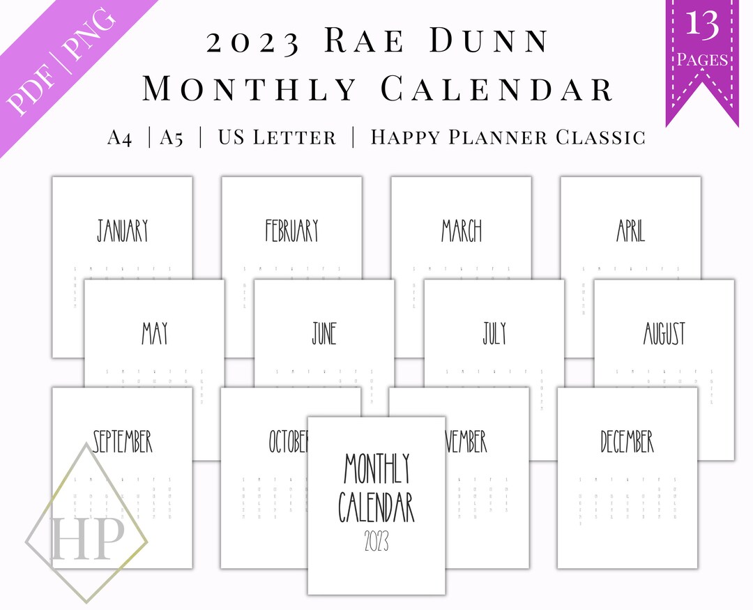 Rae Dunn Printable Calendar That You Can Type On