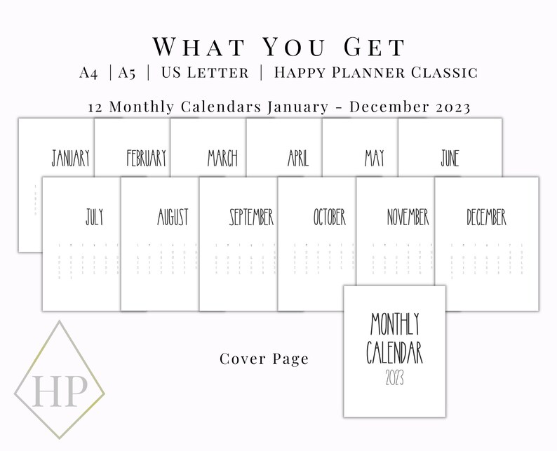 Rae Dunn Inspired 2023 Monthly Calendar Digital Download Printable, Planner Insert for ...