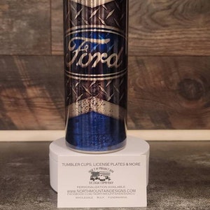 Ford Diamond Plate Stainless 20oz Insulated Tumbler, Ford Cup, Ford Tumbler, Sublimation Tumbler