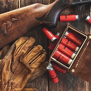 Leather trap shooting hip pouches-leather pouch-trap shooting bag