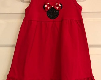 Red knit ruffled Minnie Mouse dress - you'll be ready for Disney!