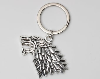Game of Thrones GOT House Stark Head 3D Ring Keyring Keychain Winter is Coming 