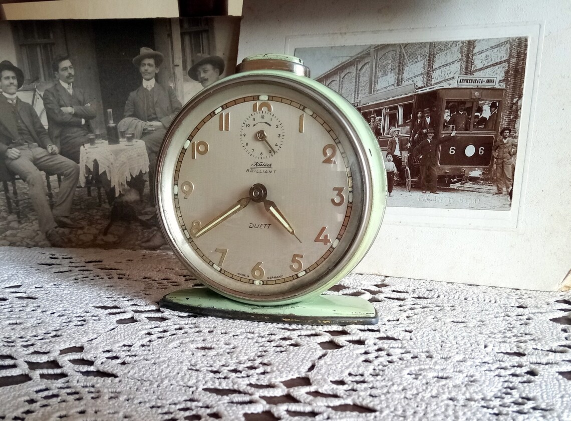 Vintage alarm clock Kaiser Brilliant Duett mechanical Etsy