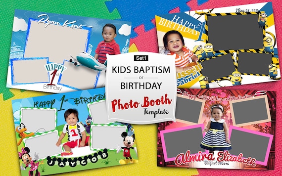 Baptism Birthday Photo Booth Layout 4x6in Baptism Theme Etsy