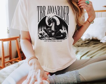 TBR Hoarder Cropped Tshirt | Book Dragon Tee | Book Lover Gift | Literary Shirt