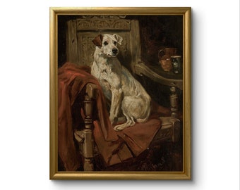 Vintage Dog Print | Vintage Fine Art | Oil Painting | Nursery Painting | Digital Download