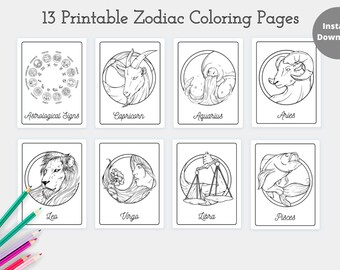 Download Zodiac Coloring Book Etsy