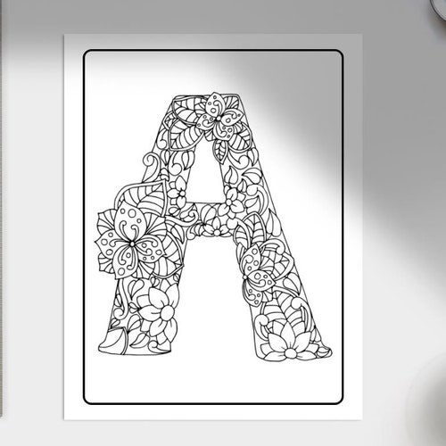 26 Floral Alphabet Letters Coloring Pages Printable Coloring - Etsy