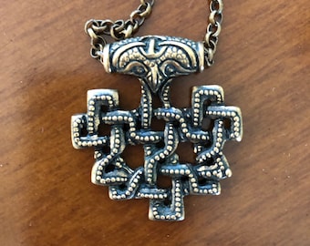 Vintage "SE Snorre Bronse" Bronce SIGMUND ESPELAND Colgante Collar Estilo Vikingo Celta, Saga Serie Noruega