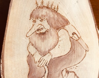 Norwegian Troll, Woodburning Wall Decor,  Scandinavian Mythology, Cottage Decor