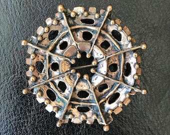 Vintage Studio E & P Norway Handmade Brutalist Style Bronze Pendant Brooch, Scandinavian Brutalist Style Jewellery, 1960s