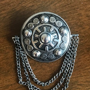 Norwegian White Metal Handmade Bunad Brooch, Mix Technique, Classic Bunad Brooch, Vintage, Telemark Norway