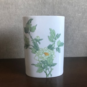 Vintage Scherzer Bavaria Germany Fine Porcelain Flower Vase, Decorative Vase, pencils and brushes holder, Rehau Bavaria Germany 1960s,