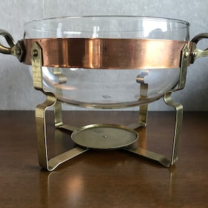 Nilsjohan Sweden Handmade Glass Bowl with Copper Fixture by Rolf Sinnemark, Swedish Style, Swedish Design, 1960s, Sweden Vintage