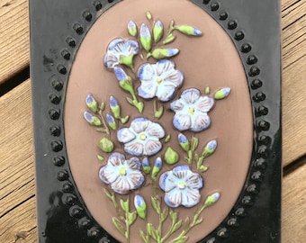 Vintage Jie Gantofta Linnea Sweden Linnea Smaland Floral Pottery Floral Plaque Flower Pottery Farmhouse Cottage Vintage Wall Hanging Sweden