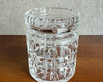 Bohemian Clear Cut Crystal  Small Flower Vase, Candle Holder,  Art Glass, 1970s Bohemia Czechoslovakia