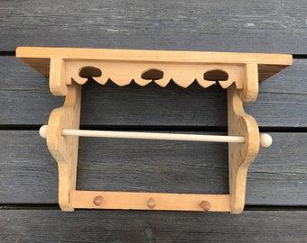 Kitchen Shelf, Vintage Norwegian Homemade Handmade, Traditional Norwegian Wood Carvings, 1960s, Telemark Norway