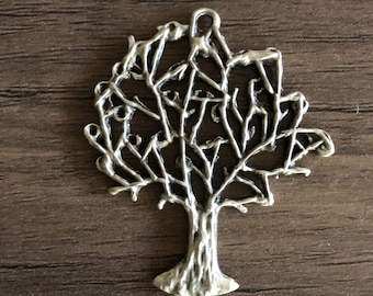 Vintage Danish Handmade White metal "Tree of Life" Brutalist  Pendant, Vintage Symbolic Jewellery, Danish design