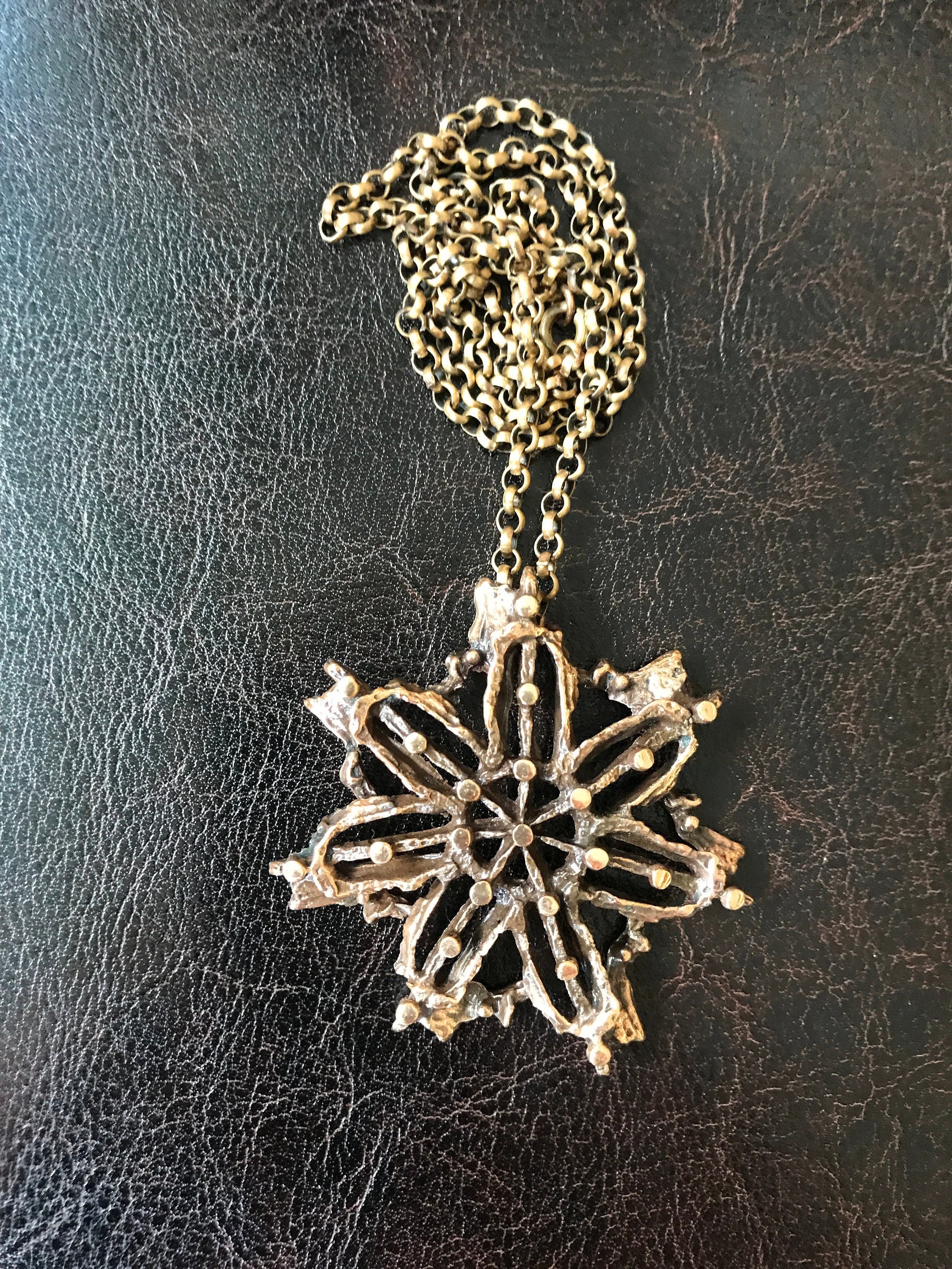 Vintage Norway Modern Norwegian Jewellery Bronze Pendant Necklace by Knut Paulsen Mix Technique 1970s