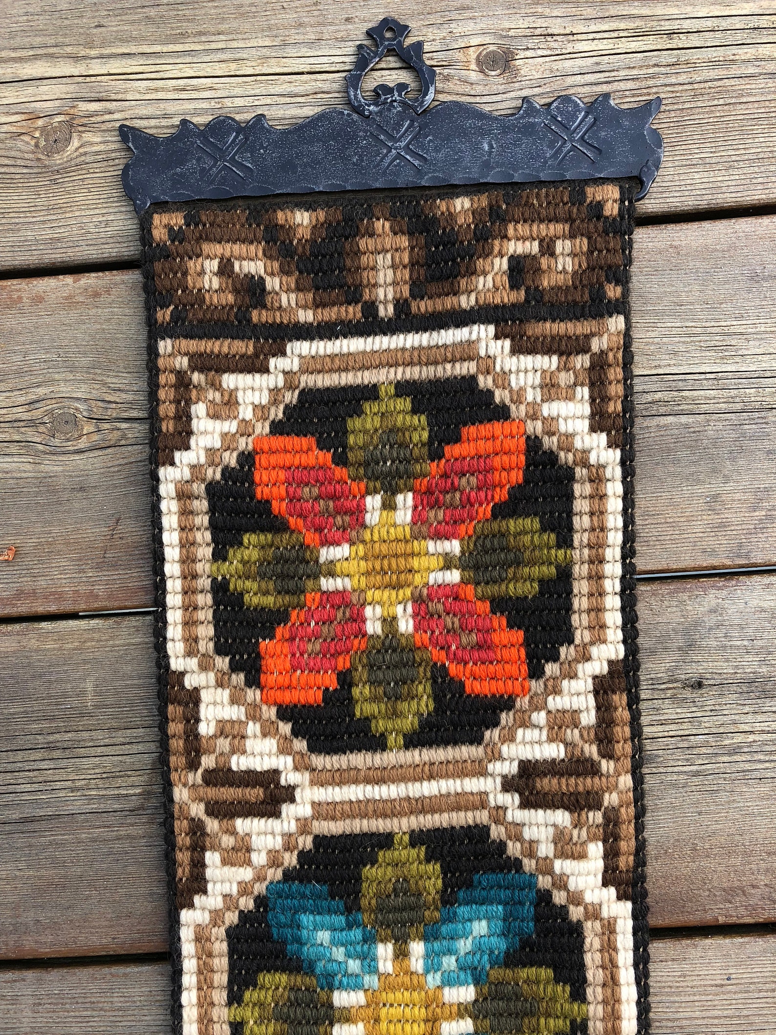 Vintage Norwegian Homemade Tapestry Hanging Carpet Table Etsy