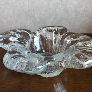 VIntage Scandinavian Ice Glass Bowl or Candle Holder. Unique design, Crystal,  Art. Perhaps  Littala by Tapio Veli Ilmari Wirkkala