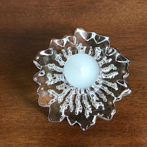 Vintage Hadeland Glassverk &quot;Nautilus&quot; Lead Crystal Candleholder Paper Weight Bowl Hand-blown  Willy Johansson, Icon Style, Art Glass, Norway