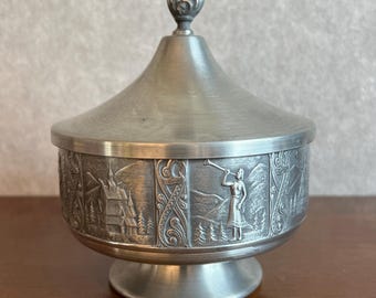 Vintage Askvoll Brug Støpt Tinn Small Handmade Pewter Tomling Bowl