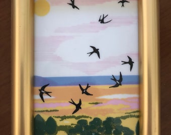 Vintage Art Tile, Signed by Anne Marie Odegaard, Porsgrund Porcelain, Norway