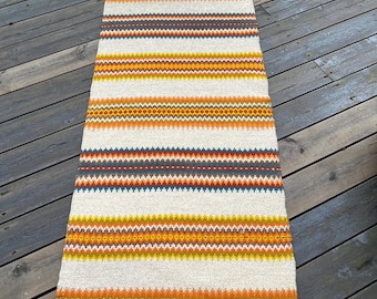 Norwegian Hand Woven Rug, Tapestry Hanging, Carpet or Table Runner, Lorett Technic carpet, 1960s Telemark Norway