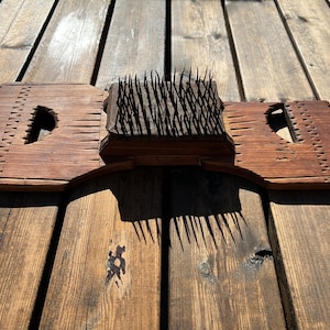 Antique 19 century Wooden Wool Carder Board Singed, Telemark Norway