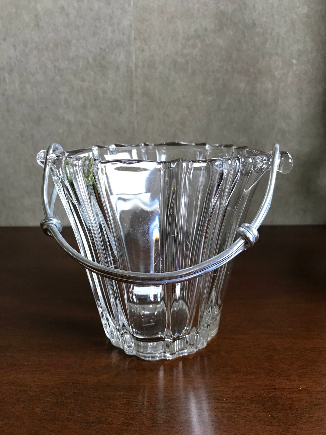 Vintage Depression Glass Ice Bucket With Handles by Walther Etsy