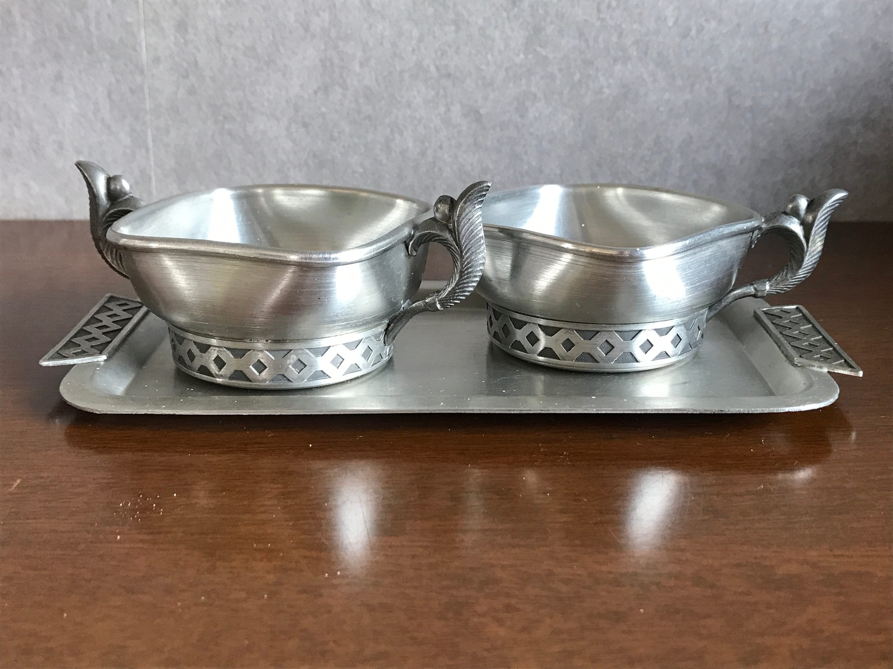 Vintage Pewter Handmade Norway Tinn Creamer and Sugar Set Etsy
