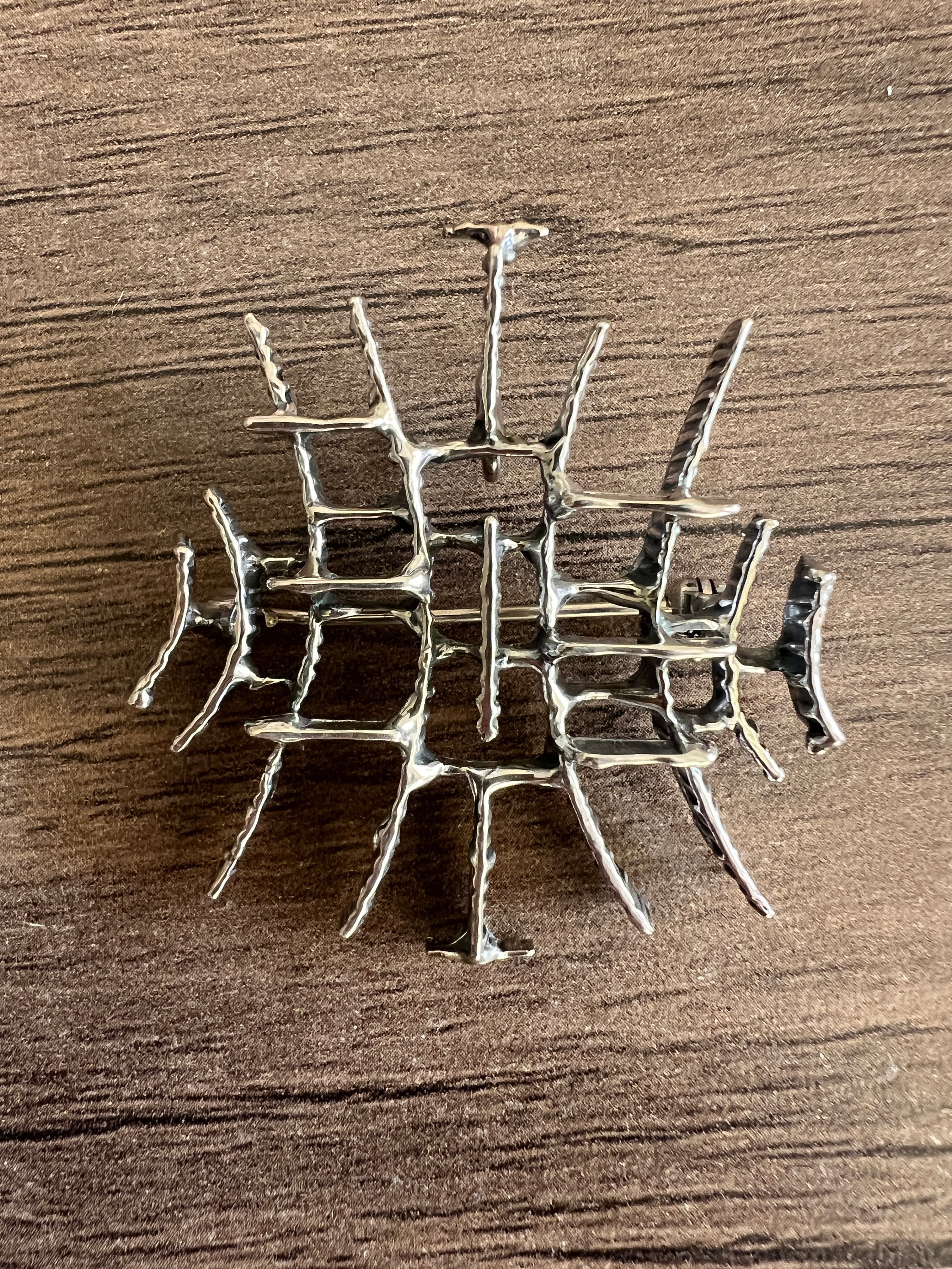 Large Sterling silver Studio Else sales & Paul Hughes brooch/pendant Brutalist