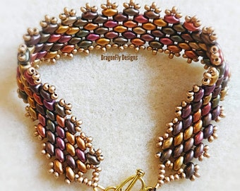 Moroccan Nights Bracelet, Tutorial, Pattern, Digital, seed beads, superduo, twins, beaded, pdf