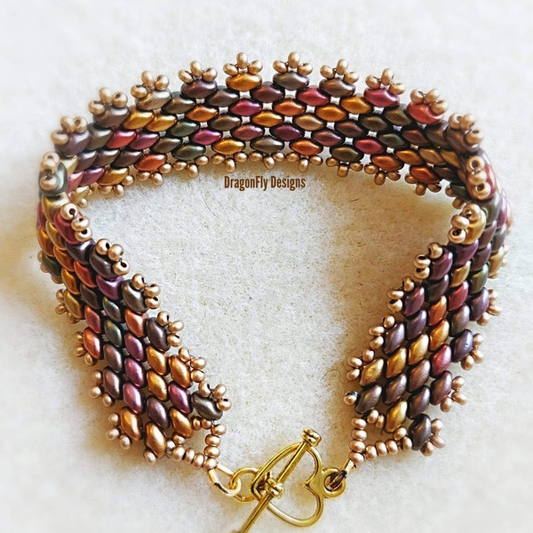 Moroccan Nights Bracelet, Tutorial, Pattern, Digital, seed beads, superduo, twins, beaded, pdf