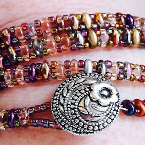 Boho Cleopatra Wrap bead Bracelet Pattern, tutorial, pdf