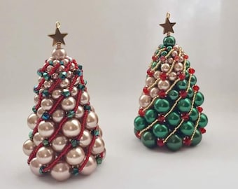 Christmas Tree Decoration Pattern, PDF Tutorial, pearls, beads