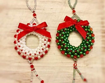 Beautiful Beaded Christmas Wreath Ornament Pattern Pdf Etsy