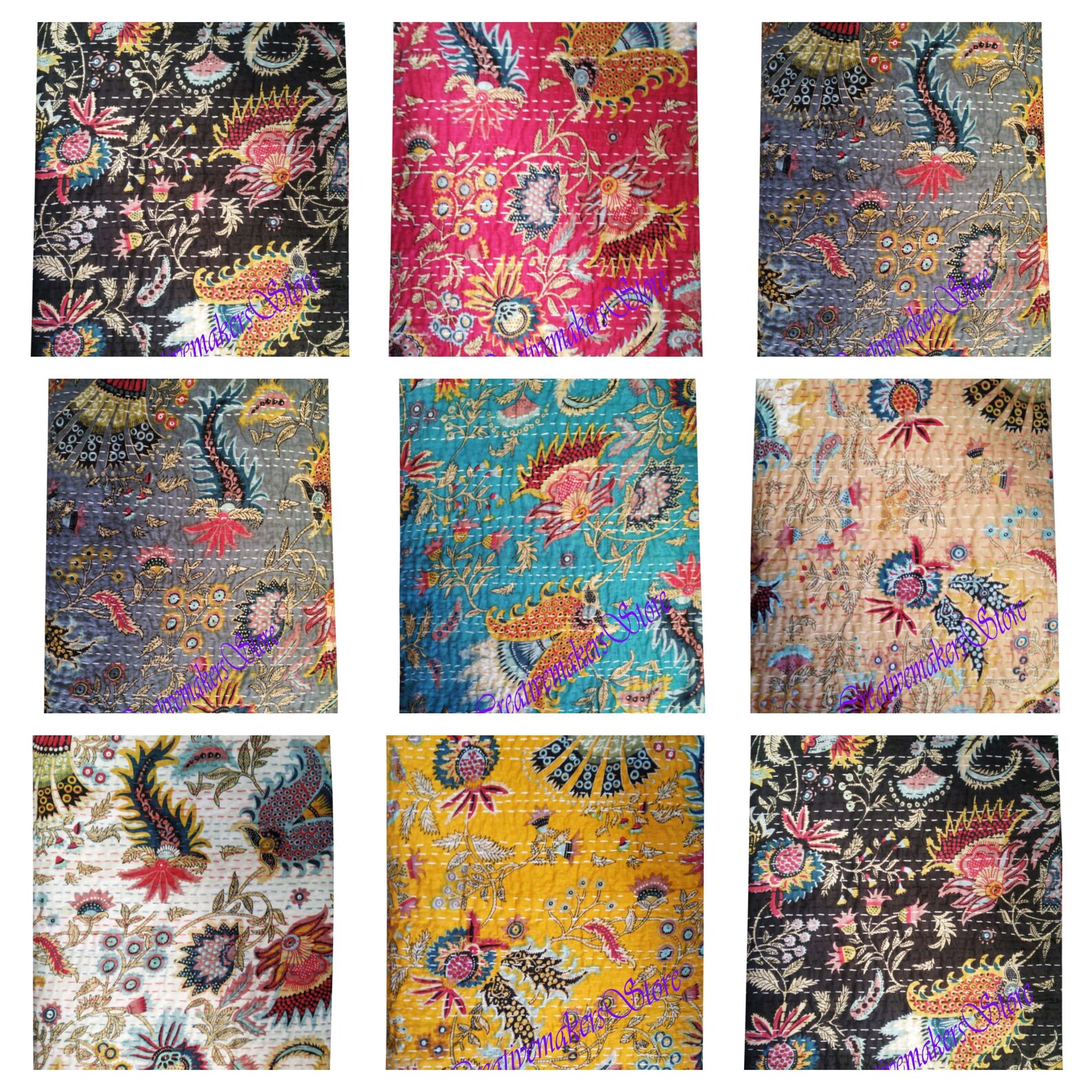 Cotton Bedspread Indian Kantha Comforter Kantha Quilt Queen Etsy