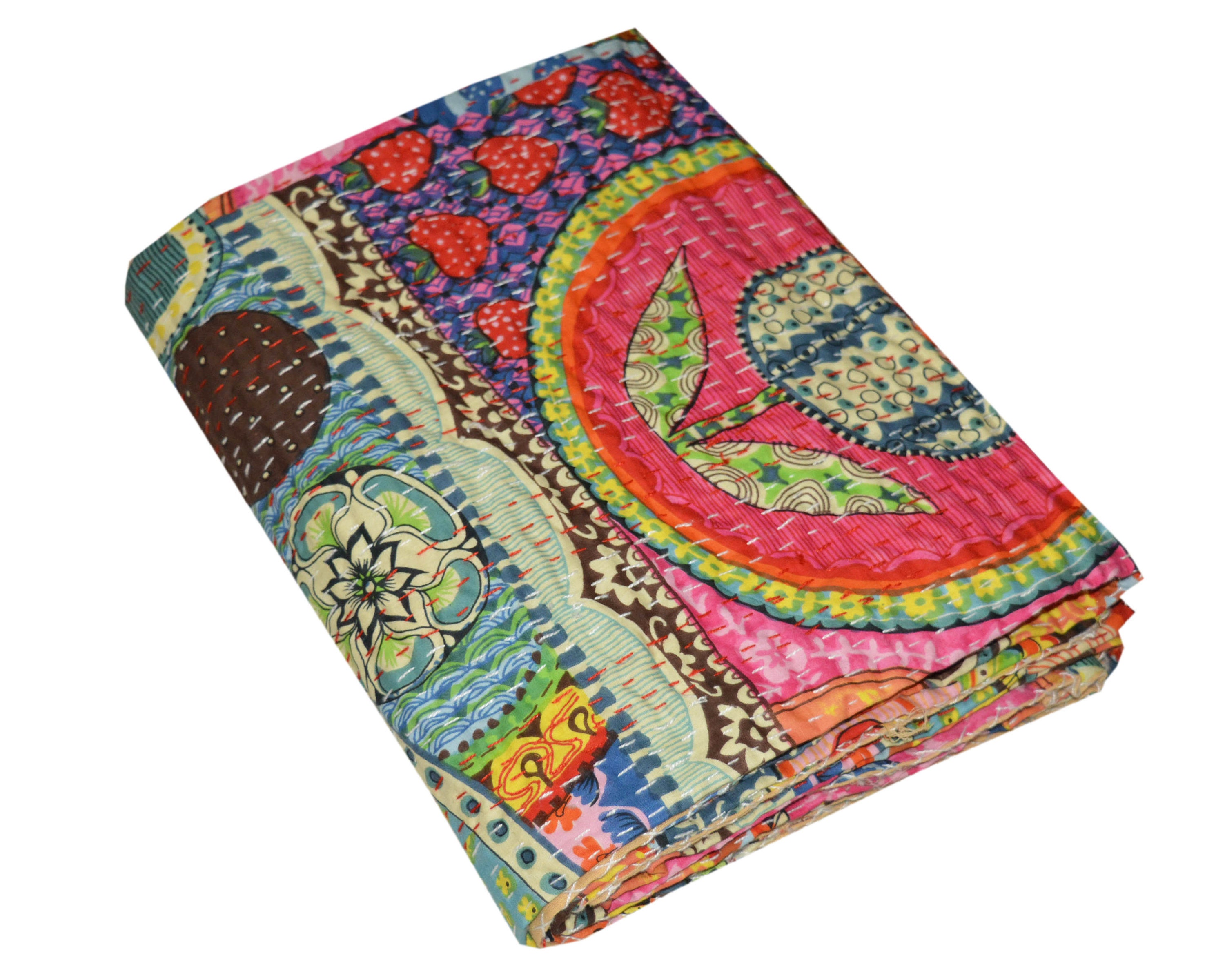 Copriletto vintage in lana realizzato a mano - 250 x 270 cm
