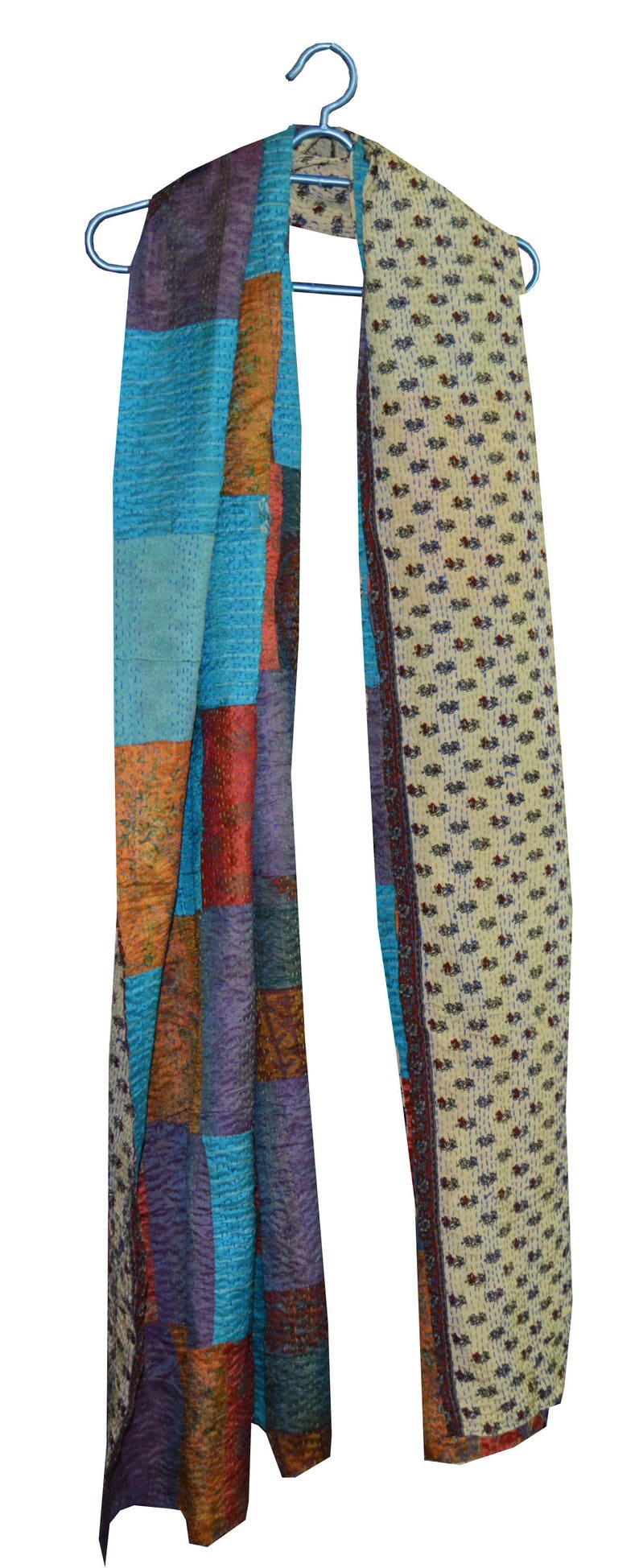 Full size Vintage Silk Saree Kantha Scarf Reversible Silk Kantha Girl/'s Neck Wrap Hand Stitched Kantha Women/'s Stole Handmade Scarves