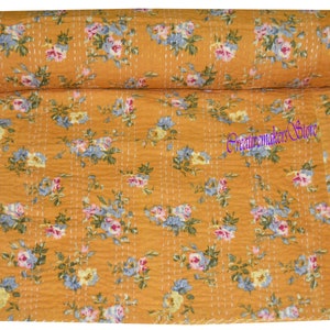 Bohemian Boho Abstract Block Printed Vintage Kantha quilts Hand Stitched Quilt Coverlet Single Size 100/% Indian Cotton