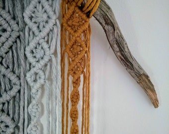 Macramè Wall hanging in grey and mustard