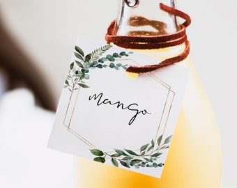 Greenery Mimosa Juice Tag Template, Mimosa Tags, Bohemian Wedding, Party Mimosa Juice Tags, Drink Tags, Juice Tags, Instant Download, G5