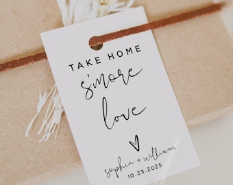 S'more Love Tag Template, Printable Wedding Favor tags template, S'more love tags, Modern Wedding Favor Tags, Instant Download, Templett, M8