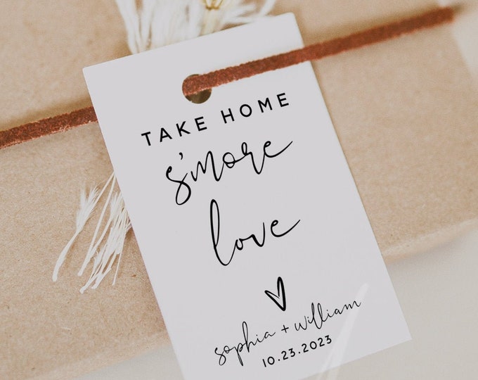 S'more Love Tag Template, Printable Wedding Favor tags template, S'more love tags, Modern Wedding Favor Tags, Instant Download, Templett, M8