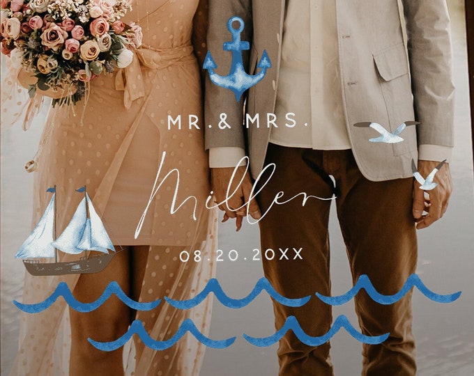 Nautical Wedding Snapchat Filter, Wedding Snapchat Geofilter, Custom Wedding Geofilter, Personalized Wedding Filter, Nautical Wedding, N2