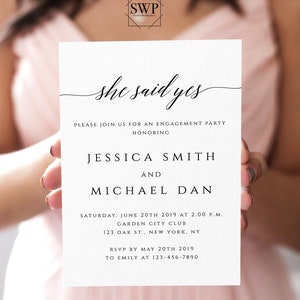 Engagement Party Invitation Template Printable Engagement Invitation She Said Yes Engagement Invite Printable Editable Template Templett R2