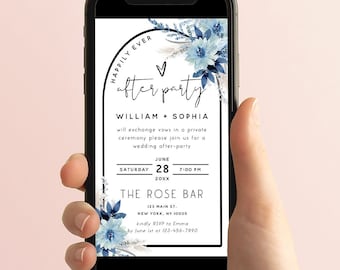 Dusty Blue Electronic Wedding Reception Invitation Template, After Party Evite, Editable Digital Reception Invite, Instant Download, F20