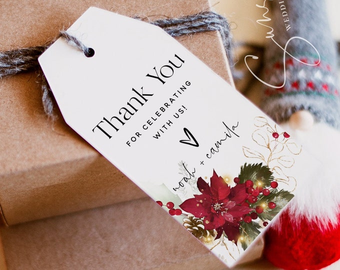 Christmas Wedding Thank You Favor Tags Template, Winter Wedding, Thank You Favor Tags, Wedding Tags, Printable Tags, Editable Template, F25